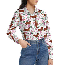 Load image into Gallery viewer, Flower Garden Red Dachshund Women&#39;s Shirt-Apparel-Apparel,Dachshund,Dog Mom Gifts,Shirt-30