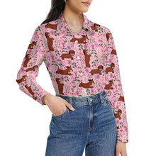 Load image into Gallery viewer, Flower Garden Red Dachshund Women&#39;s Shirt-Apparel-Apparel,Dachshund,Dog Mom Gifts,Shirt-31
