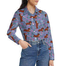 Load image into Gallery viewer, Flower Garden Red Dachshund Women&#39;s Shirt-Apparel-Apparel,Dachshund,Dog Mom Gifts,Shirt-32