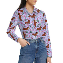 Load image into Gallery viewer, Flower Garden Red Dachshund Women&#39;s Shirt-Apparel-Apparel,Dachshund,Dog Mom Gifts,Shirt-34