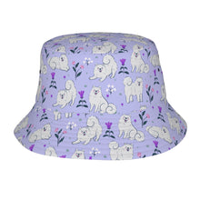 Load image into Gallery viewer, Flower Garden Samoyed Bucket Hat-Hats &amp; Caps-Lavender Purple-One Size-41