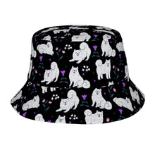 Load image into Gallery viewer, Flower Garden Samoyed Bucket Hat-Hats &amp; Caps-Midnight Black-One Size-17