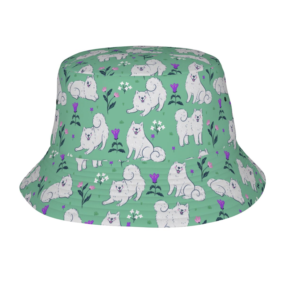 Flower Garden Samoyed Bucket Hat Mint Green One Size 33