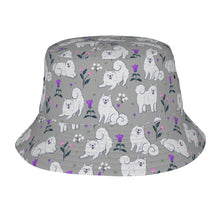 Load image into Gallery viewer, Flower Garden Samoyed Bucket Hat-Hats &amp; Caps-Parisian Gray-One Size-1