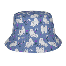 Load image into Gallery viewer, Flower Garden Samoyed Bucket Hat-Hats &amp; Caps-Slate Blue-One Size-25
