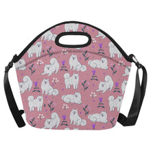 Load image into Gallery viewer, Flower Garden American Eskimo Dog Neoprene Lunch Bag-Dusty Pink-ONESIZE-6