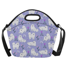 Load image into Gallery viewer, Flower Garden American Eskimo Dog Neoprene Lunch Bag-Lavender Purple-ONESIZE-10