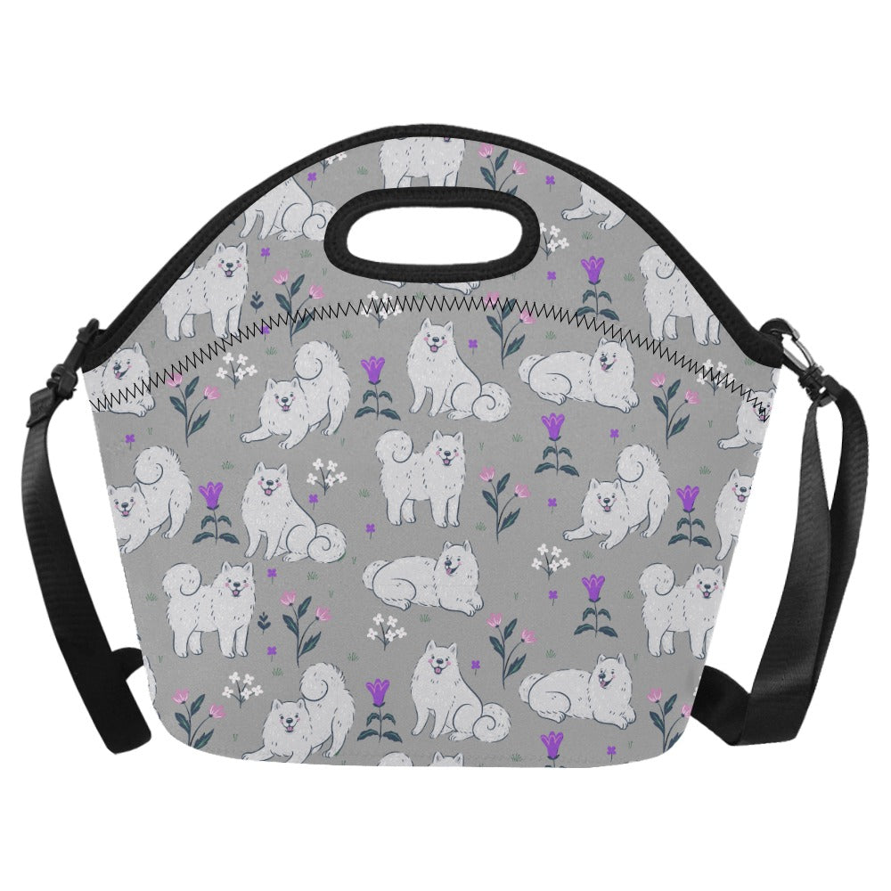 Flower Garden Samoyed Neoprene Lunch Bag Parisian Gray Onesize 3