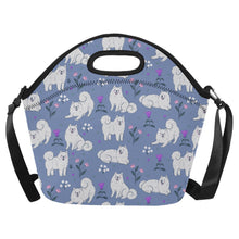Load image into Gallery viewer, Flower Garden American Eskimo Dog Neoprene Lunch Bag-Slate Blue-ONESIZE-8