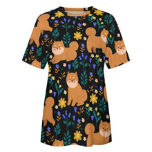 Load image into Gallery viewer, Flower Garden Shiba Inu All Over Print Women&#39;s Cotton T-Shirt - 5 Colors-Apparel-Apparel, Shiba Inu, Shirt, T Shirt-10