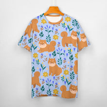 Load image into Gallery viewer, Flower Garden Shiba Inu All Over Print Women&#39;s Cotton T-Shirt - 5 Colors-Apparel-Apparel, Shiba Inu, Shirt, T Shirt-15