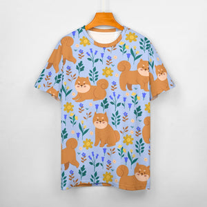 Flower Garden Shiba Inu All Over Print Women's Cotton T-Shirt - 5 Colors-Apparel-Apparel, Shiba Inu, Shirt, T Shirt-15