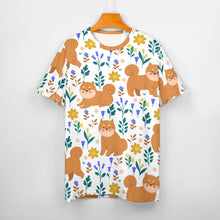 Load image into Gallery viewer, Flower Garden Shiba Inu All Over Print Women&#39;s Cotton T-Shirt - 5 Colors-Apparel-Apparel, Shiba Inu, Shirt, T Shirt-2