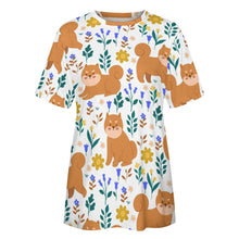 Load image into Gallery viewer, Flower Garden Shiba Inu All Over Print Women&#39;s Cotton T-Shirt - 5 Colors-Apparel-Apparel, Shiba Inu, Shirt, T Shirt-4