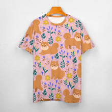 Load image into Gallery viewer, Flower Garden Shiba Inu All Over Print Women&#39;s Cotton T-Shirt - 5 Colors-Apparel-Apparel, Shiba Inu, Shirt, T Shirt-7