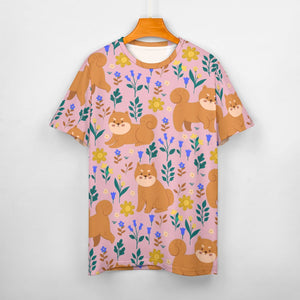 Flower Garden Shiba Inu All Over Print Women's Cotton T-Shirt - 5 Colors-Apparel-Apparel, Shiba Inu, Shirt, T Shirt-7