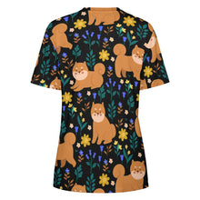 Load image into Gallery viewer, Flower Garden Shiba Inu All Over Print Women&#39;s Cotton T-Shirt - 5 Colors-Apparel-Apparel, Shiba Inu, Shirt, T Shirt-8