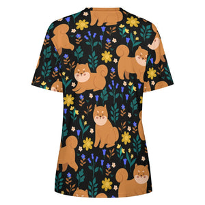 Flower Garden Shiba Inu All Over Print Women's Cotton T-Shirt - 5 Colors-Apparel-Apparel, Shiba Inu, Shirt, T Shirt-8