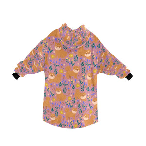 Flower Garden Shiba Inu Blanket Hoodie-10
