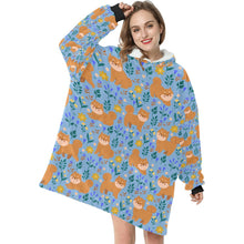 Load image into Gallery viewer, Flower Garden Shiba Inu Blanket Hoodie-16