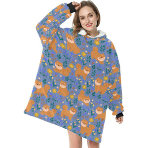 Flower Garden Shiba Inu Blanket Hoodie-20