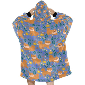 Flower Garden Shiba Inu Blanket Hoodie-21