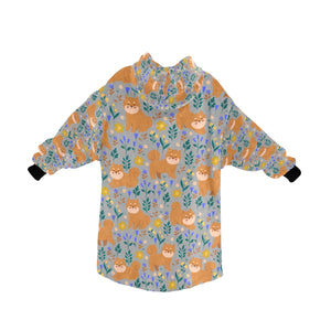 Flower Garden Shiba Inu Blanket Hoodie-31