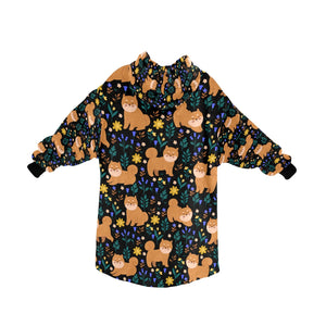 Flower Garden Shiba Inu Blanket Hoodie-34