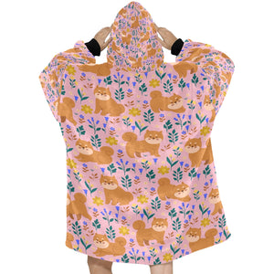 Flower Garden Shiba Inu Blanket Hoodie-8
