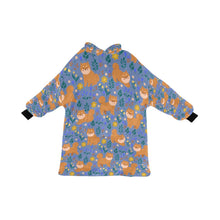 Load image into Gallery viewer, Flower Garden Shiba Inu Blanket Hoodie-CornflowerBlue-ONE SIZE-17