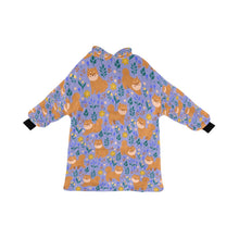 Load image into Gallery viewer, Flower Garden Shiba Inu Blanket Hoodie-CornflowerBlue_1-ONE SIZE-25