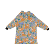 Load image into Gallery viewer, Flower Garden Shiba Inu Blanket Hoodie-DarkGray1-ONE SIZE-29