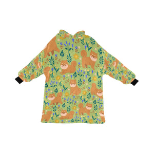 Flower Garden Shiba Inu Blanket Hoodie for Women-Apparel-Apparel, Blankets-DarkKhaki-ONE SIZE-12