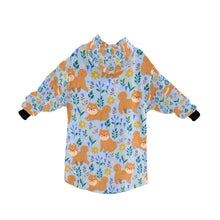 Load image into Gallery viewer, Flower Garden Shiba Inu Blanket Hoodie for Women-Apparel-Apparel, Blankets-5
