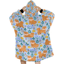 Load image into Gallery viewer, Flower Garden Shiba Inu Blanket Hoodie for Women-Apparel-Apparel, Blankets-6