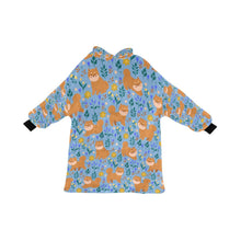 Load image into Gallery viewer, Flower Garden Shiba Inu Blanket Hoodie-LightSkyBlue-ONE SIZE-13