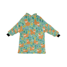 Load image into Gallery viewer, Flower Garden Shiba Inu Blanket Hoodie-MediumAquaMarine-ONE SIZE-19
