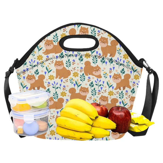 Flower Garden Shiba Inu Neoprene Lunch Bag-3