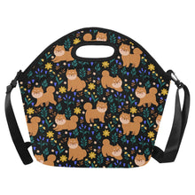 Load image into Gallery viewer, Flower Garden Shiba Inu Neoprene Lunch Bag-Black-ONESIZE-40