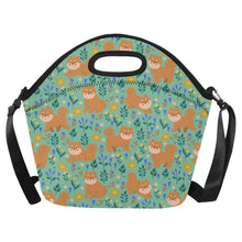 Load image into Gallery viewer, Flower Garden Shiba Inu Neoprene Lunch Bag-MediumAquaMarine-ONESIZE-26