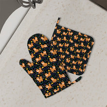 Load image into Gallery viewer, Flower Garden Shiba Inu Oven Mitts and Pot Holder Set-Kitchen Decor-Accessories,Dog Mom Gifts,Shiba Inu-2