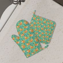 Load image into Gallery viewer, Flower Garden Shiba Inu Oven Mitts and Pot Holder Set-Kitchen Decor-Accessories,Dog Mom Gifts,Shiba Inu-3