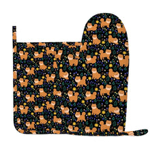 Load image into Gallery viewer, Flower Garden Shiba Inu Oven Mitts and Pot Holder Set-Kitchen Decor-Accessories,Dog Mom Gifts,Shiba Inu-8