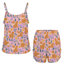 Load image into Gallery viewer, Flower Garden Shiba Inu Women's Cami and Shorts Pajama Set-6