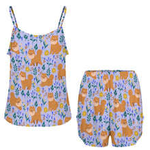 Load image into Gallery viewer, Flower Garden Shiba Inu Women's Cami and Shorts Pajama Set-22