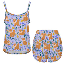 Load image into Gallery viewer, Flower Garden Shiba Inu Women's Cami and Shorts Pajama Set-17