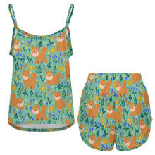 Load image into Gallery viewer, Flower Garden Shiba Inu Women's Cami and Shorts Pajama Set-13