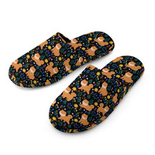 Load image into Gallery viewer, Flower Garden Shiba Inu Women's Cotton Mop Slippers-10