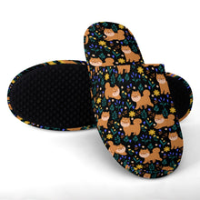 Load image into Gallery viewer, Flower Garden Shiba Inu Women's Cotton Mop Slippers-12