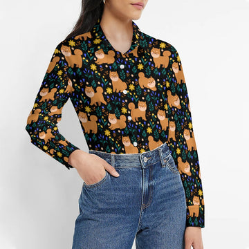 Flower Garden Shiba Inu Womens Shirt 360x
